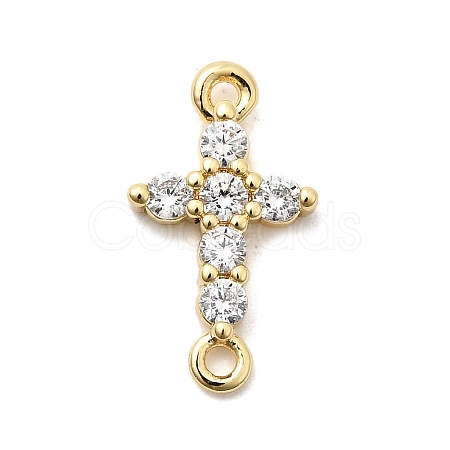 Brass Pave Clear Cubic Zirconia Connector Charms KK-H529-39B-G-1