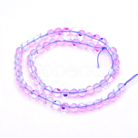 Round Synthetic Moonstone Beads Strands G-M210-6mm-09-1
