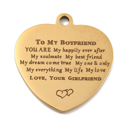 Valentine's Day PVD Vacuum Plating 201 Stainless Steel Pendants STAS-L079-24G-04-1