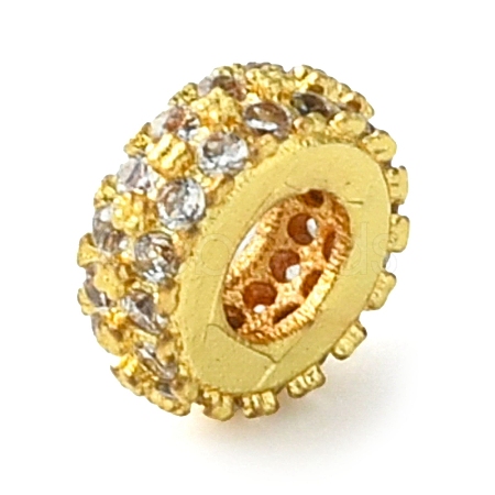 Rack Plating Brass Clear Cubic Zirconia European Beads KK-G501-06B-G-1