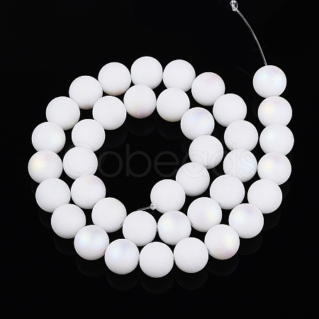 Frosted Opaque Glass Beads Strands GLAA-T032-P10mm-MBB02-1