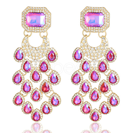 Teardrop with Rectangle Alloy Rhinestone Chandelier Earrings FS-WGBF96F-03-1