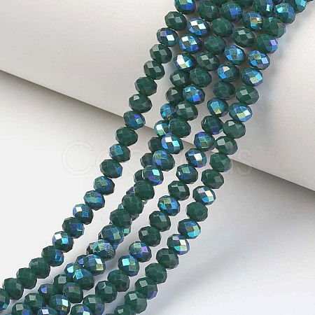 Electroplate Opaque Solid Color Glass Beads Strands EGLA-A044-P6mm-L12-1