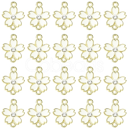 20Pcs Alloy Enamel 5-Petal Flower Connector Charms FIND-YW0009-33G-1
