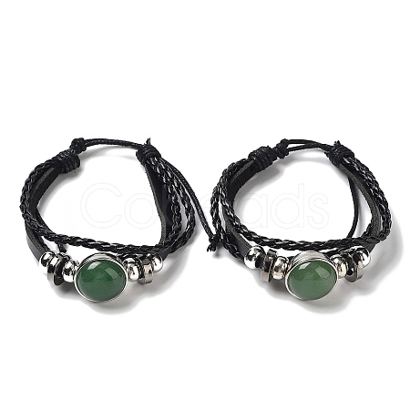 Natural Green Aventurine Multi-strand Bracelets BJEW-Q337-01G-1