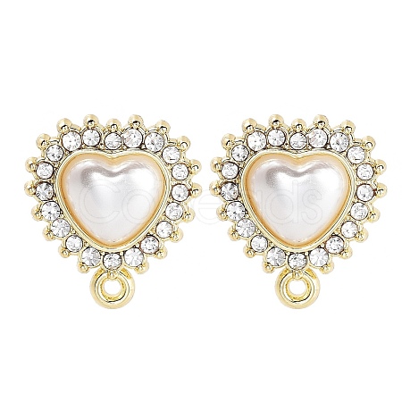 Alloy Glass Rhinestone and Plastic Imitation Pearl Stud Earring Finding Accessories FIND-U006-10G-1