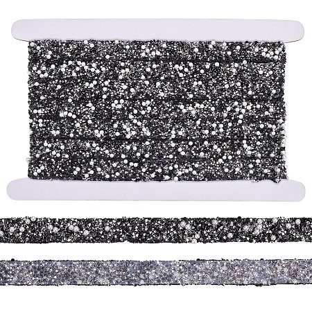 1 Roll Resin Rhinestone with Plastic Imitation Pearl Beaded Trim DIY-BC0015-57C-1