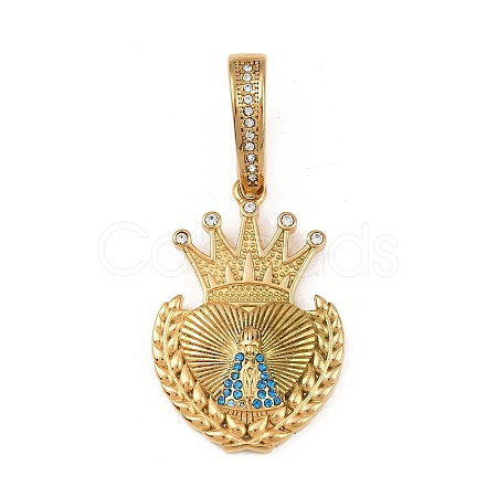 304 Stainless Steel with Rhinestone Pendants Hand Polished STAS-Z171-25G-01-1