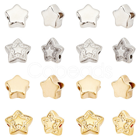 16Pcs 4 Style 304 Stainless Steel Beads STAS-DC0005-33-1