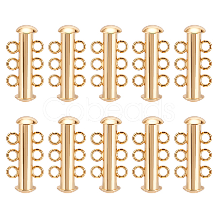 10Pcs Tube Brass Slide Lock Clasps KK-GA0002-44-1