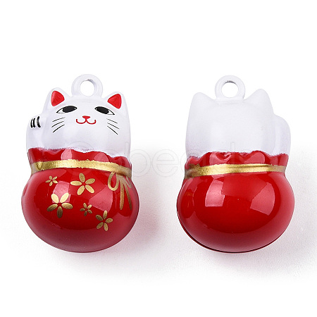 Baking Paint Brass Bell Pendants KKB-S002-010C-1