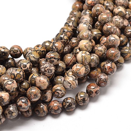 Natural Leopard Skin Jasper Round Bead Strands X-G-P072-45-10mm-1