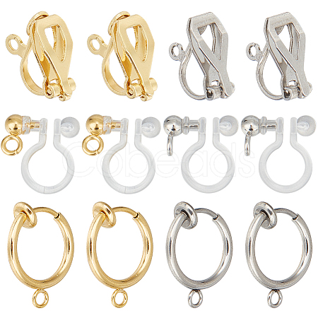 36Pcs 6 Styles 304 Stainless Steel Clip-on Earring Findings STAS-SC0008-33-1