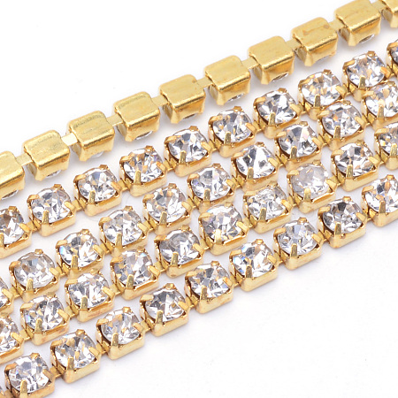 Brass Rhinestone Strass Chains CHC-T003-SS18-01C-1