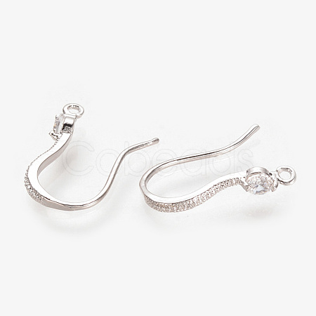 Brass Cubic Zirconia Earring Hooks KK-S336-43P-1