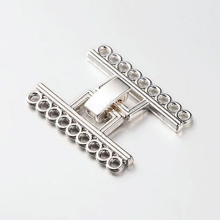 9 Strands Alloy and Brass Fold Over Clasps PALLOY-N0112-04P-1