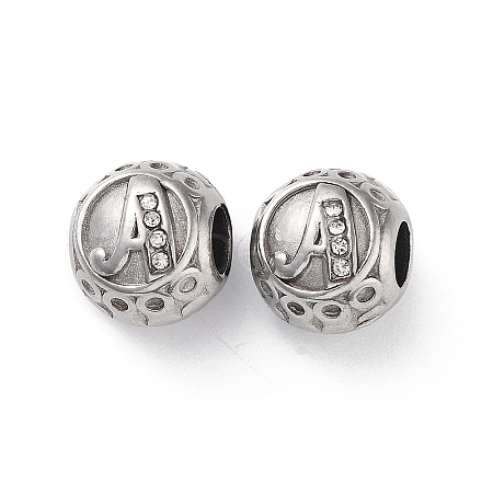 304 Stainless Steel Rhinestone European Beads STAS-A092-10A-P-1