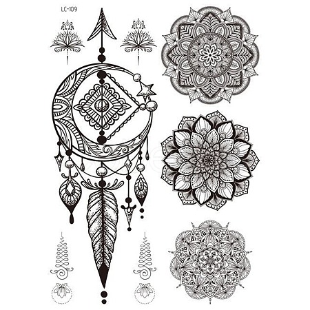 Mandala Pattern Vintage Removable Temporary Water Proof Tattoos Paper Stickers MAND-PW0001-14I-1