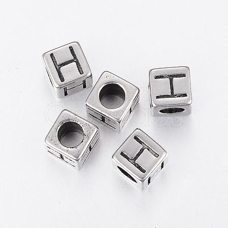 304 Stainless Steel Large Hole Letter European Beads STAS-H428-01AS-H-1