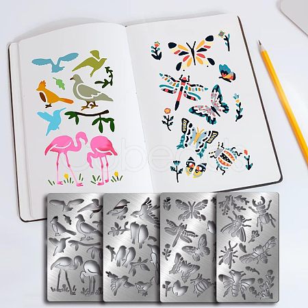 4Pcs 4 Style Stainless Steel Cutting Dies Stencils DIY-FG0002-21-1