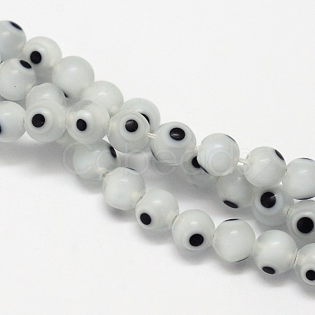 Handmade Evil Eye Lampwork Round Bead Strands LAMP-L055-8mm-13-1