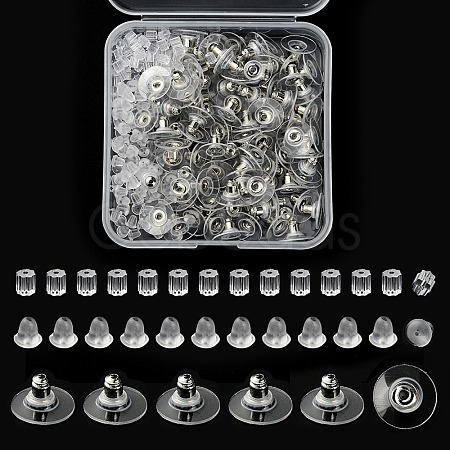 300Pcs 3 Style Brass & Plastic Ear Nuts FIND-YW0002-17P-1