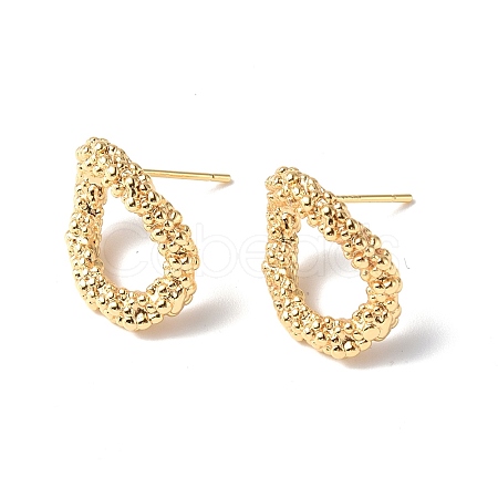 Textured Brass Stud Earring Findings KK-B063-19G-1