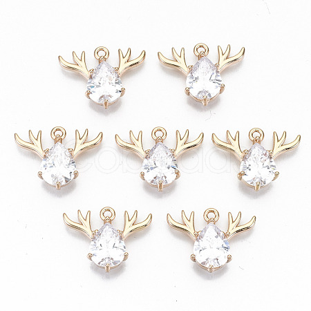 Brass Glass Rhinestone Pendants X-GLAA-S179-24A-RS-1