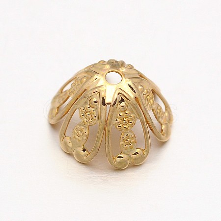 6-Petal Brass Bead Caps KK-O077-02-1