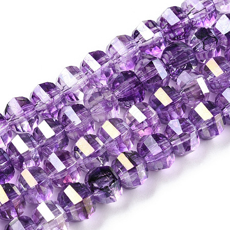 Transparent Electroplate Glass Beads Strands X-EGLA-N006-078D-1