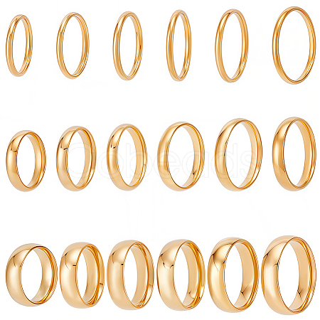 18Pcs 18 Styles 201 Stainless Steel Finger Rings RJEW-SC0001-37G-1