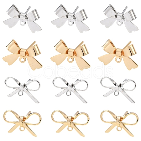 16Pcs 4 Styles Brass Stud Earring Findings KK-YW0002-95-1