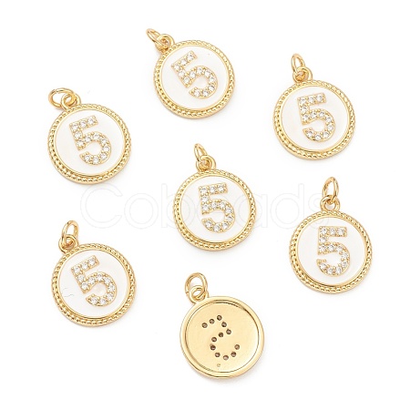 Brass Micro Pave Clear Cubic Zirconia Charms ZIRC-I052-16G-05-1