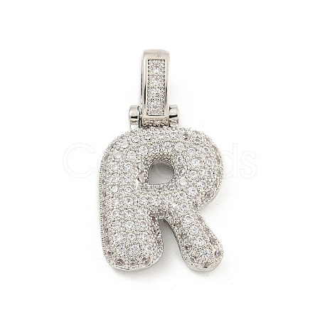 Brass Micro Pave Clear Cubic Zirconia Pendants KK-B099-01P-R-1
