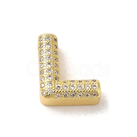Brass Micro Pave Clear Cubic Zirconia Charms ZIRC-C009-01G-L-1
