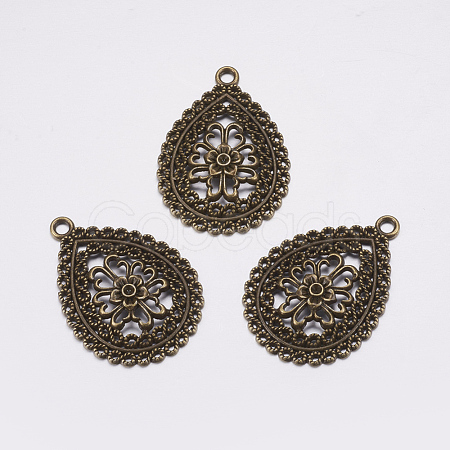 Teardrop Alloy Pendant Rhinestone Settings EA005Y-AB-1