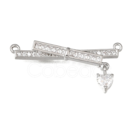 Brass Micro Pave Clear Cubic Zirconia Connector Charms CU-CBA3569-04P-C-1