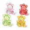 Electroplate Transparent UV Plating Acrylic Pendants, Iridescent, Bear with Bowknot Charms, Mixed Color, 34x24.5x18mm, Hole: 3mm