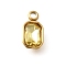 304 Stainless Steel Pendants, with Rhinestone, Real 18K Gold Plated, Ion Platint(IP), Rectangle, Light Topaz, 10.5x5.5x3.5mm, Hole: 1.8mm