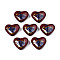 Flower Printed Opaque Acrylic Heart Beads, Coconut Brown, 16x19x8mm, Hole: 2mm