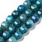 Dyed Natural Agate Beads Strands, Faceted, Round, Dark Cyan, 16mm, Hole: 1.2mm, about 24~25pcs/strand, 14.76~15.43''(37.5~39.2cm)