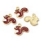 Alloy Enamel Pendants, Squirrel, Light Gold, Dark Red, 15x17x1.2mm, Hole: 2mm