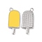 Brass Enamel Pendants, Ice-Lolly, Real Platinum Plated, Gold, 20x9x2mm, Hole: 1.5mm