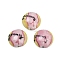 Handmade Porcelain Beads, Flat Round with Word Yummy, Famille Rose Porcelain, Pearl Pink, 18.5x9~10mm, Hole: 1.6mm