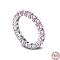 Rhodium Plated 925 Sterling Silver Micro Pave Cubic Zirconia Finger Ring for Women, Real Platinum Plated, Pink, 3mm, US Size 7(17.3mm)