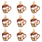 Alloy Enamel Pendants, Light Gold, Coffee Cup with Cat Charm, White, 25x19.5x1.6mm, Hole: 1.6mm