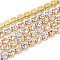 Brass Rhinestone Strass Chains, Rhinestone Cup Chains, Raw(Unplated), Nickel Free, Crystal, 4mm, about 10yards/bundle