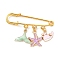 Marine Theme Pendant Alloy Enamel Brooches, Golden Iron Kilt Pins for Women, Starfish & Shell & Fishtail, Colorful, 39x50x5.5mm