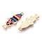 Alloy Enamel Pendants, Cadmium Free & Nickel Free & Lead Free, Golden, Fish Charm, Orange, 27x10.5x2.5mm, Hole: 1.8mm