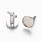 Tarnish Resistant 304 Stainless Steel Cufflinks Settings, Flat Round, Stainless Steel Color, Tray: 16mm, 27x18mm